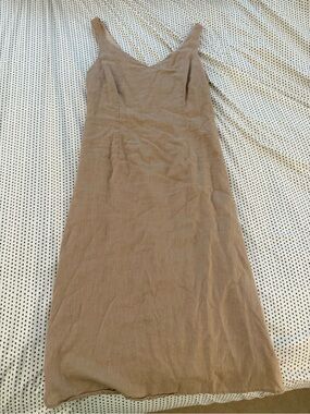 Slip Midi Dress in Taupe